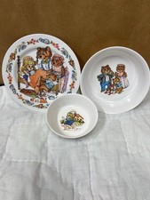 VINTAGE RETRO ONEIDA DELUXE MELAMINE GOLDILOCKS  THE THREE BEARS BOWLS  PLATE