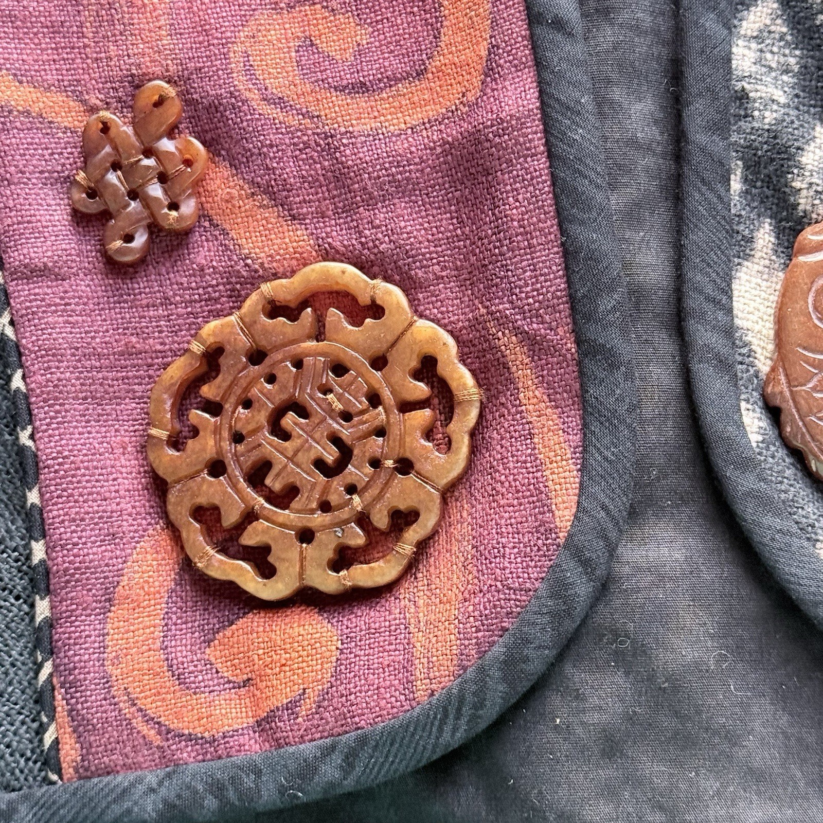 Patchwork Reversible Jacket Large Black Mauve Art… - image 7