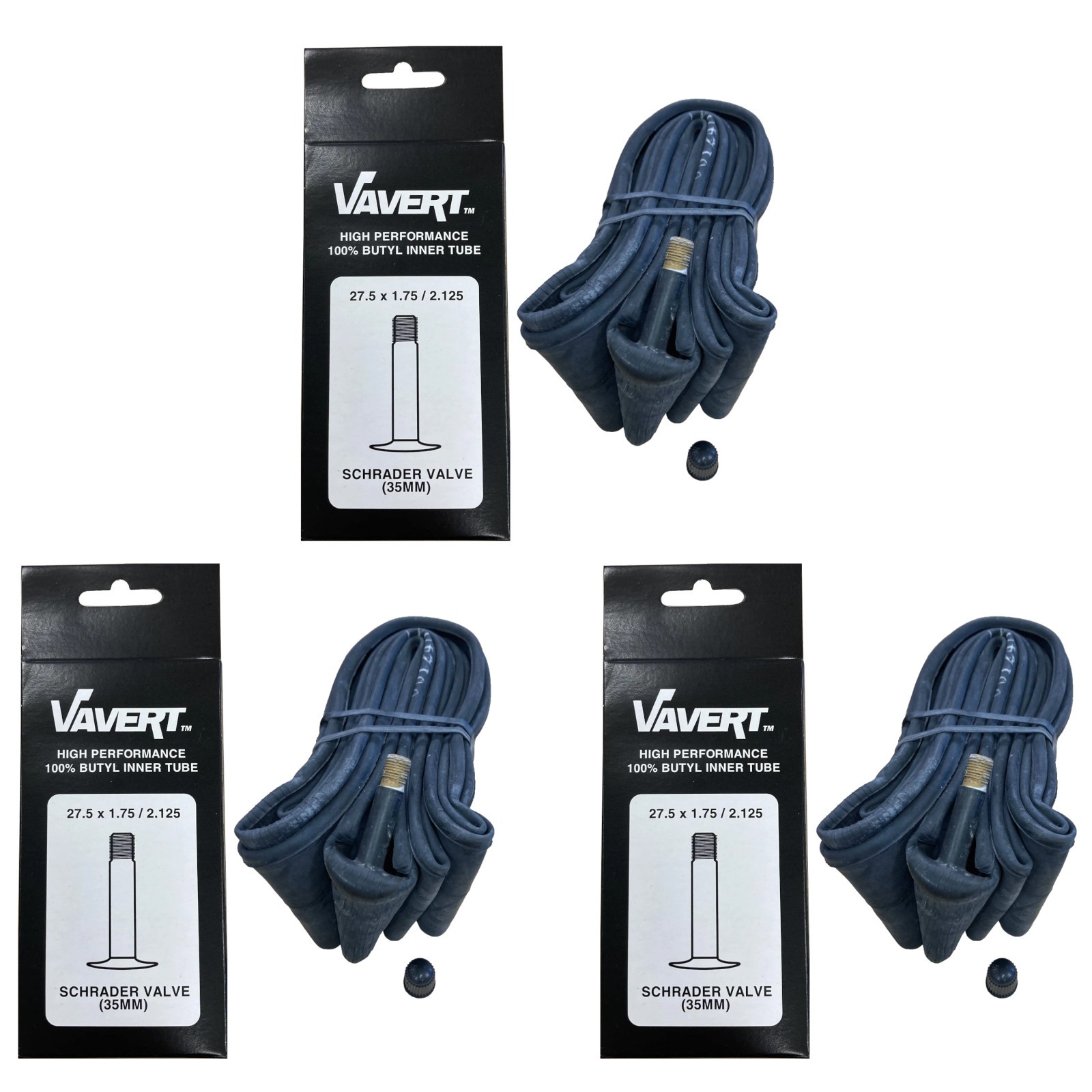 27.5"" x 1.75-2.125 Mountain Bike Inner Tubes - Schrader Valve (Pack of 3)