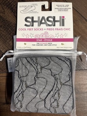 Shashi ''STAR'' Cool Feet Socks No Show Grip Yoga Barre Pilates Womens LARGE