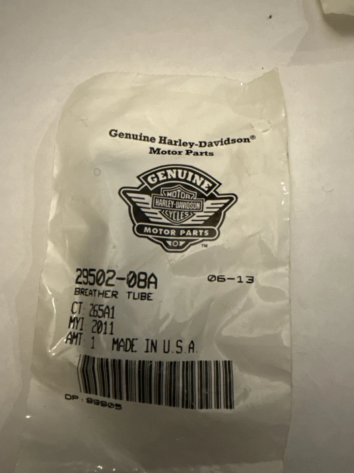 Harley-Davidson OEM Breather Tube 29502-08A Twin Cam Touring Softail Dyna Foto 3 de 3