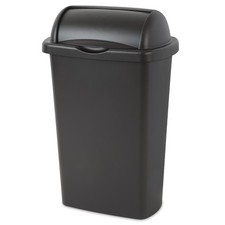 13 Gallon Black Plastic Kitchen Trash Can with Roll Top Lid Garbage Bin