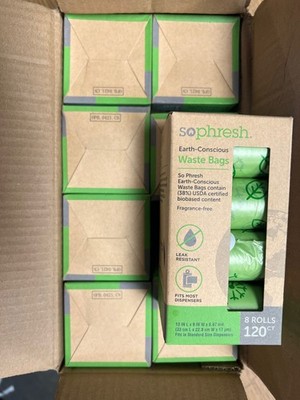 Box of 8 Packs -SO PHRESH Earth-Conscious Dog Waste Bags Count of 120 each