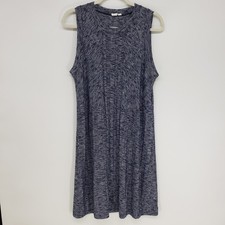 Gap Space Dye Sleeveless Dress Womens Large Blue Marl Knit Ribbed A Line Casual