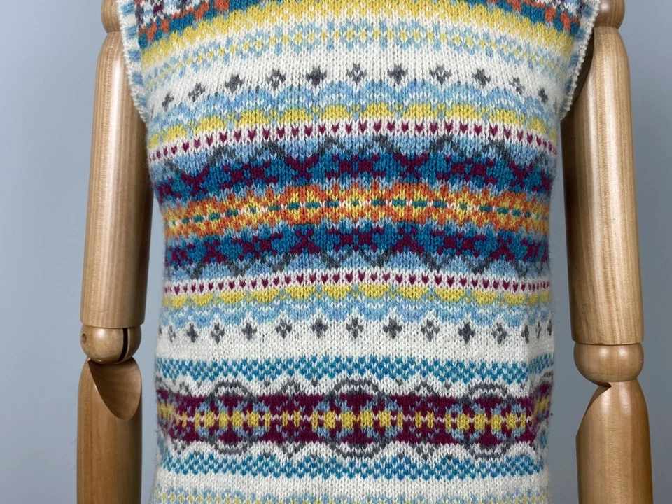 ERIBE Scotland Wool Multicolor Knit Fair Isle Sweater Vest Tank Top Size XS - Image 3 of 4