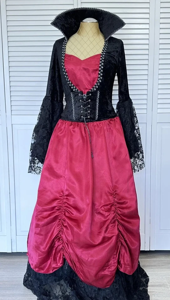 Disfraz de Vampiro Adulto Victoriano Vampiresa Halloween Vestido Elegante Mediano 8-10 Foto 2 de 4