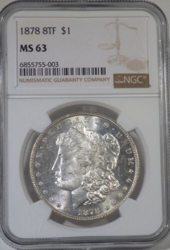 1878 8TF Morgan Silver Dollar NGC graded MS 63