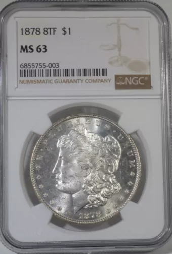1878 8TF Morgan Silver Dollar NGC graded MS 63
