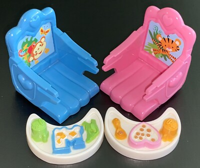 Fisher Price Loving Family Dining Table High Chair Twin Baby Booster Seats Trays