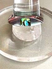 NEW SLEEK ABALONE PEARL INLAY SQUARE STERLING SILVER RING BAND SZ 8.5 FREE SHIP