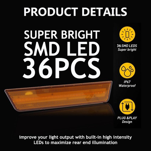 2X For 08-14 Dodge Challenger Front Bumper Amber LED Side Marker Parking Lights - Picture 3 of 11