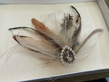 Art Deco feather  rhinestone fascinator headpiece - emu, peacock, goose