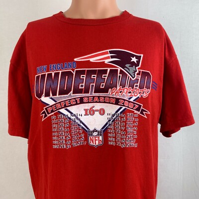 New England Patriots 2007 Undefeated Perfect Season T Shirt NFL Football Red L | eBay