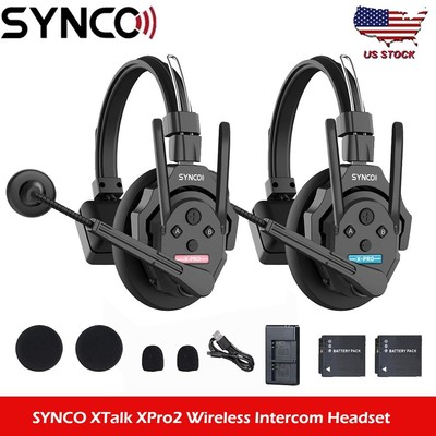 Synco Xtalk XPro 2 Full Duplex Wireless Intercom Headset System 2-Person Team