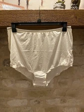 NWOT SZ 10 VANITY FAIR SISSY BEIGE SILKY NYLON LACE GRANNY PANTIES BRIEFS 13001