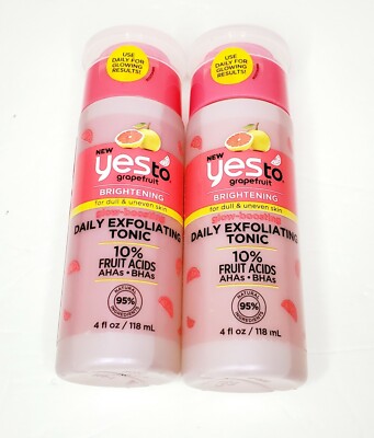 2x Yes To  Grapefruit Glow-Boosting Daily Exfoliating Tonic 4fl oz each