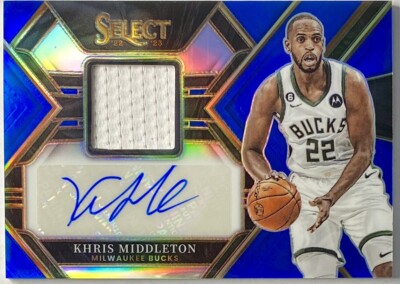 2022-23 Select Khris Middleton Blue Prizm Patch Auto Milwaukee Bucks /49