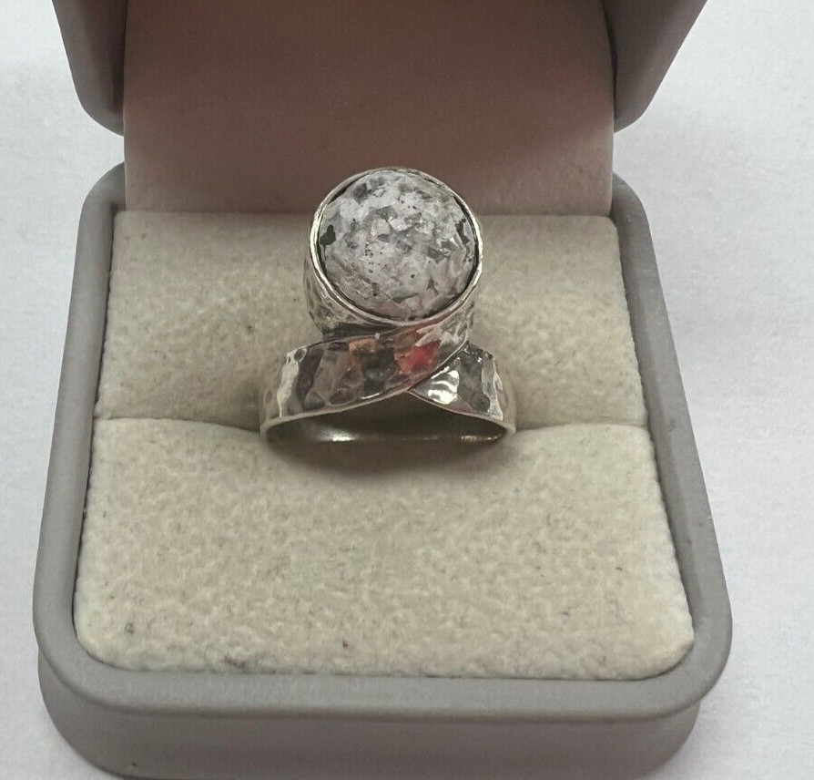 Or Paz Israel SS Hammered Roman Glass Ring Size [053DUW