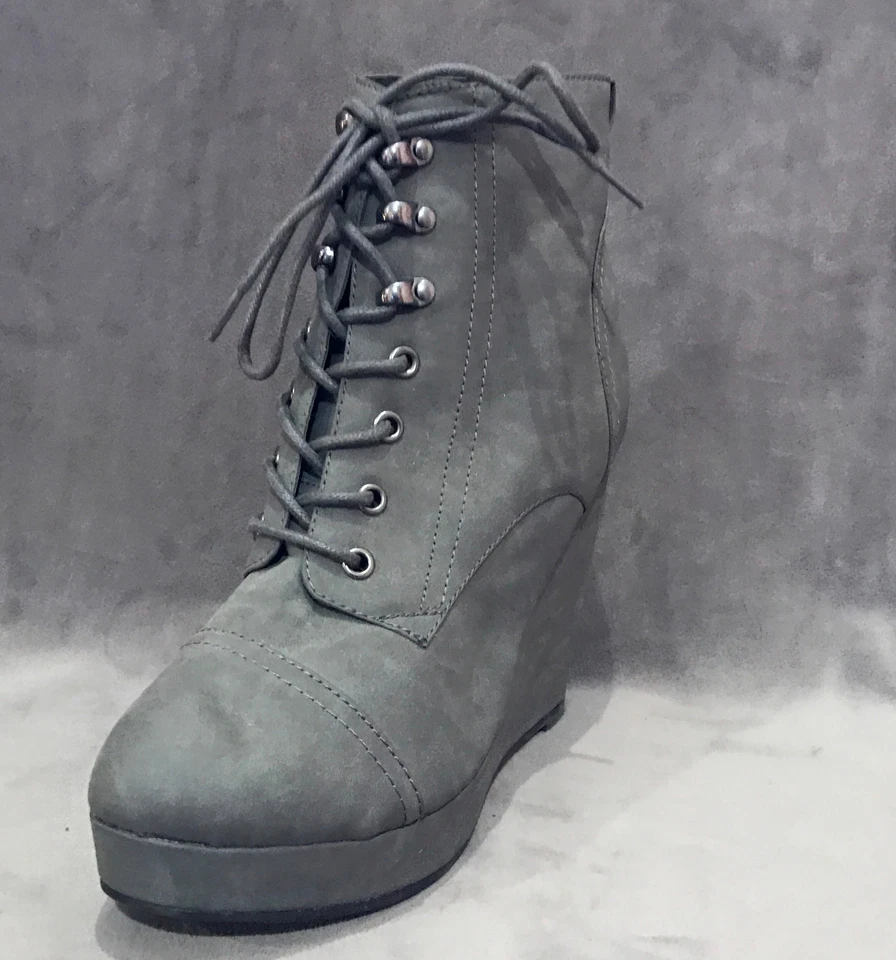 NEW URBAN OUTFITTERS KIMCHI BLUE GREY LACE UP PLATFORM HEELS SHOES SZ 9 - Imagem 3 de 4