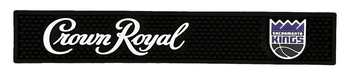 CROWN ROYAL / NBA SAC KINGS *NEW RUBBER BAR RAIL RUNNER SPILL MAT SKINNY COASTER