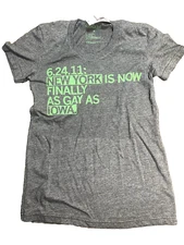 Raygun Gray New York Vs IOWA  Gay Straight Tee T-Shirt Unisex Girls/Teen Large