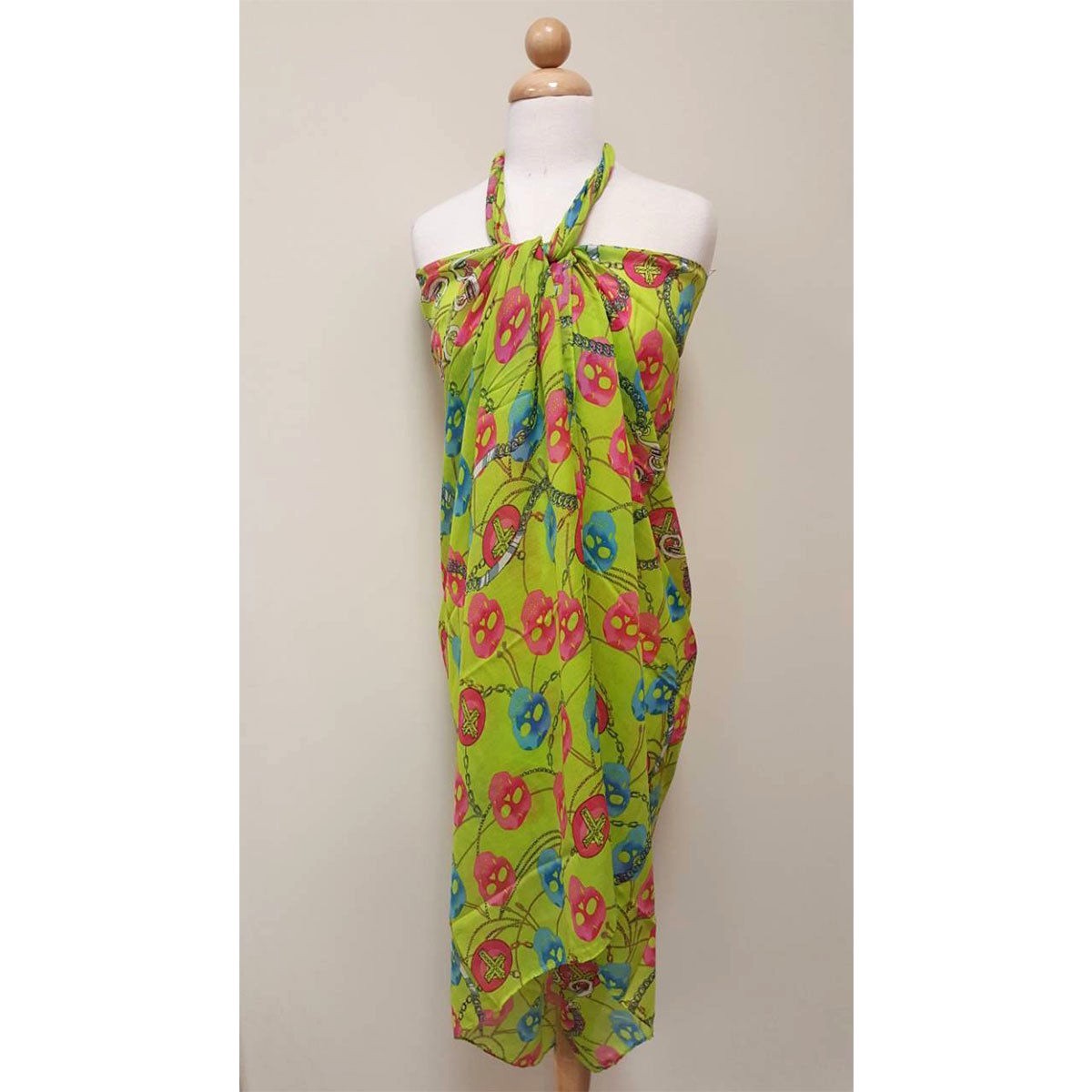Pareo Spiaggia In Chiffon Per Donna - Sarong, Copricostume, Scialle, 156x50 Cm, Lavabile A Mano - Foto 4