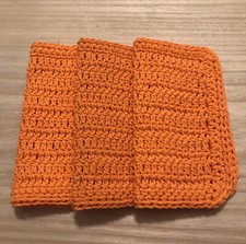 HANDMADE SET OF 3 CROCHET COTTON DISH CLOTHS OR WASH CLOTHS 8.5x8.5 INCHES NEW 