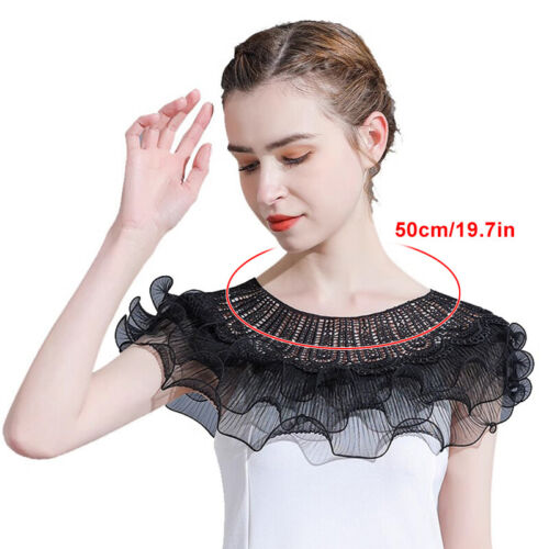 Women Layered Ruffles Lace Bolero Prom Wedding Dress Shawl Shrug Wrap Cover Up - Picture 2 of 19