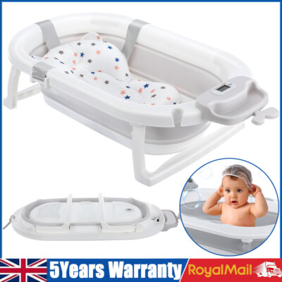 Foldable Baby Bath Tub with Bathtub Cushion Collapsible Bath Baby Tub White  UK