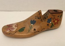 Vtg Wooden Shoe Form Cobbler Last Hand Painted Wood Metal Women's Single 2 1/2B