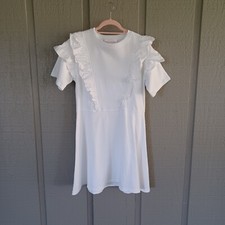 Mini Vestido See By Chloe Manga Volantes Algodón Cambio Talla S Mujer Preppy Cuello Redondo