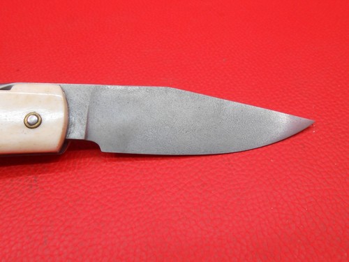 Custom Handmade Wootz Ingot Steel Pocket knife Bone Handle Leather Sheath S43 - Picture 6 of 16