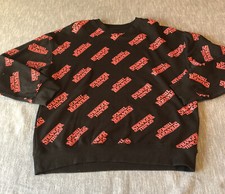 Stranger Things Sweatshirt Black Logo Text Long Sleeve Crew Neck Unisex L