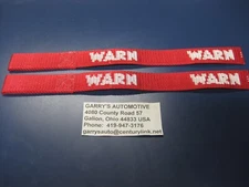 2 Genuine Warn 69645 38293 Replacement Red Hook Strap Pull Grab Winch Logo Pair