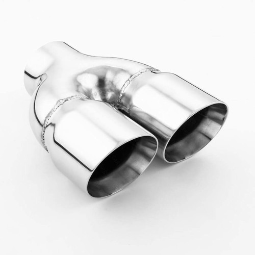 Stainless Steel 3" Inlet Exhaust Tailpipe Tip Dual 3.5" Out Dual Wall 9" L - Picture 4 of 8