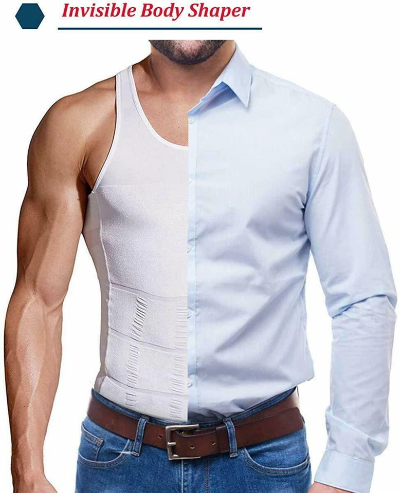 FAJAS PARA HOMBRES FAJA REDUCTORA HOMBRE MODELADOR CORPORAL ABDOMEN CONTROL TOPS CAMISETA Foto 3 de 4