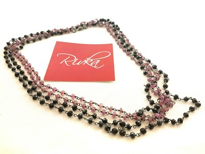 Rivka Friedman Double Strand Tourmaline Beaded Necklace Sterling Silver 