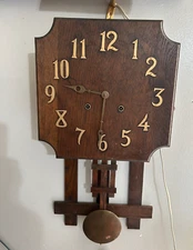 Antique 1920s MISSION Style OAK Arts & Crafts 8 day NATIONAL CLOCK Works VIDEO