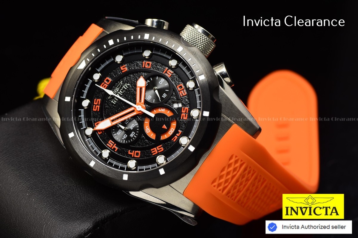 Invicta Mens Speedway 50mm Chronograph GMT Black Dial Orange