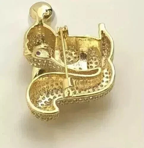 Женская брошь-белка круглой огранки с имитацией жемчуга покрытие желтым золотом 14 карат 3 карата - Изображение 2 из 4