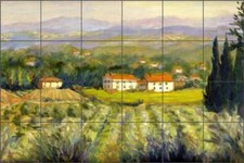 Tile Mural Backsplash Ceramic Margosian Tuscan Olive Grove Landscape Art JM047