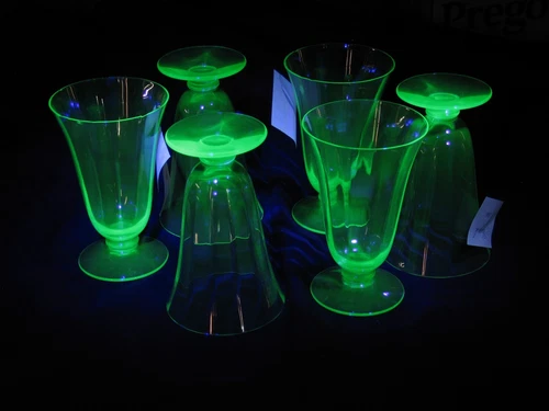 6 Fostoria Parfait Glasses (Uranium Glass)