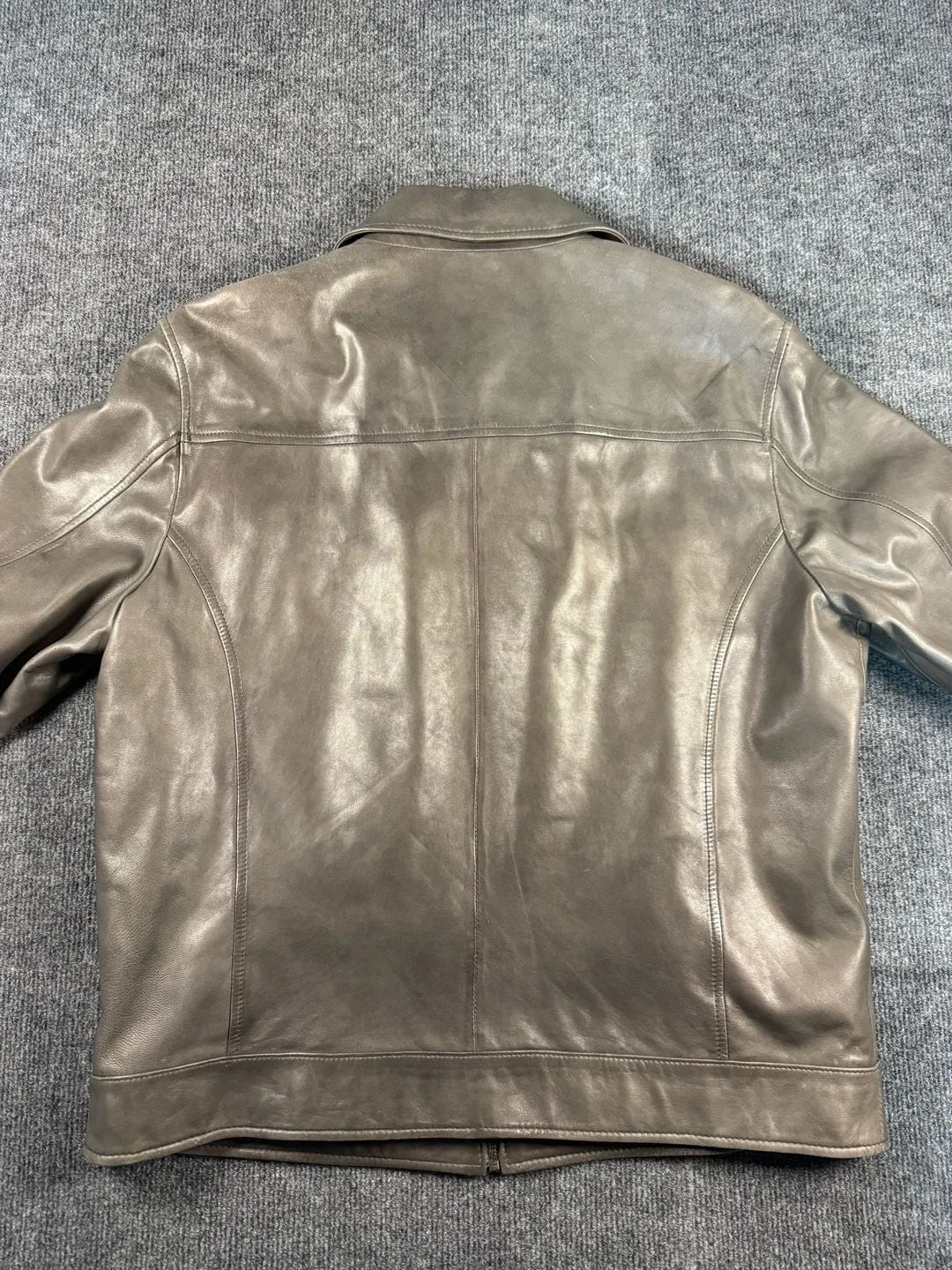 Roundtree & Yorke Leather Jacket Size L Brown Zip Front Bomber - product detail image 6