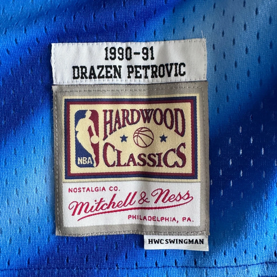 Authentic Mitchell & Ness NBA New Jersey Nets Drazen Petrovic 90-91 Jersey Sz S - Image 2 of 4