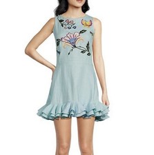 New Fanm Mon Flirt Embroidered Hydrangea Mini Dress Size XL Floral Butterfly Bee