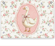 Vintage Goose Linen Banner Cottage Core Baby Girl Nursery Decor 20X30 Inch
