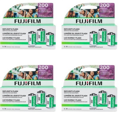 4x Fujifilm 200 36 Exposure Color Negative 35mm Film, 3 Pack, 12 Rolls Film