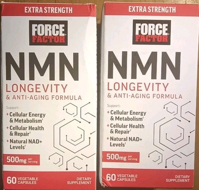 2 FORCE FACTOR ANTI-AGING!! NAD+ LONGEVITY COMPLEX SUPPLEMENT 60 X2 120 CAPSULES