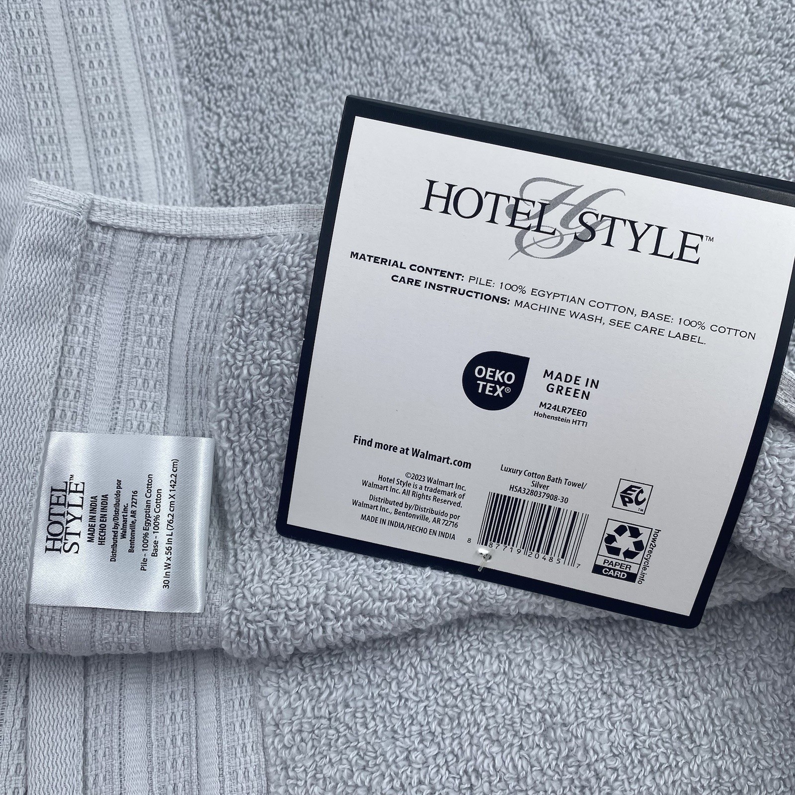 Hotel Style Luxury Bath Towel 100% Egyptian Cotton OEKO-Tex Certification Silver