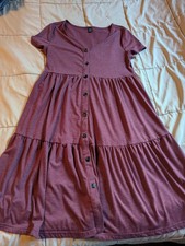 Shein Size Small Cotton Dark Pink T-shirt Dress With Buttons